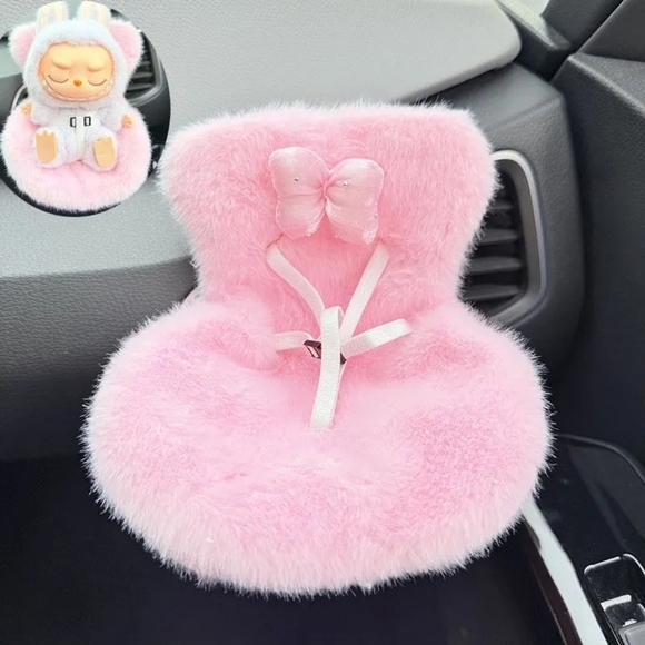 LABUBU Fashion Furry Kids Car Seat/Air Freshner with Bow For Your Car. - Picture 3 of 3